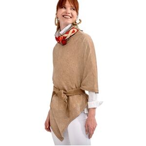 Gretchen Scott Designs Oat Cashmere-Like Knit Poncho Size OS